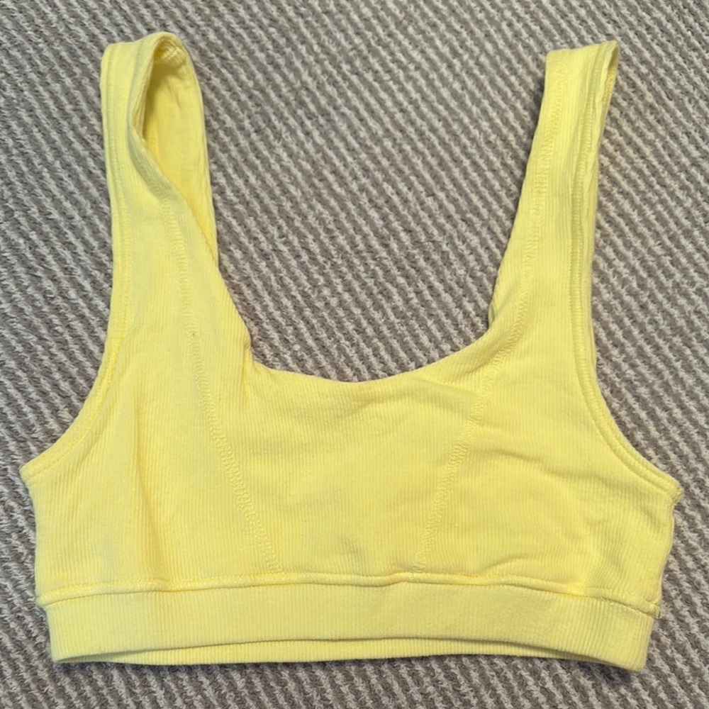 Yellow Ribbed Crop Top